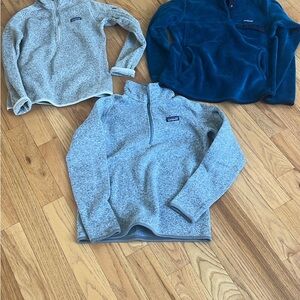 Patagonia Gray and Blue Quarter-Zip Fleece Tops